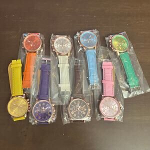 Assorted Geneva Watches Leather Band Working Lot 10